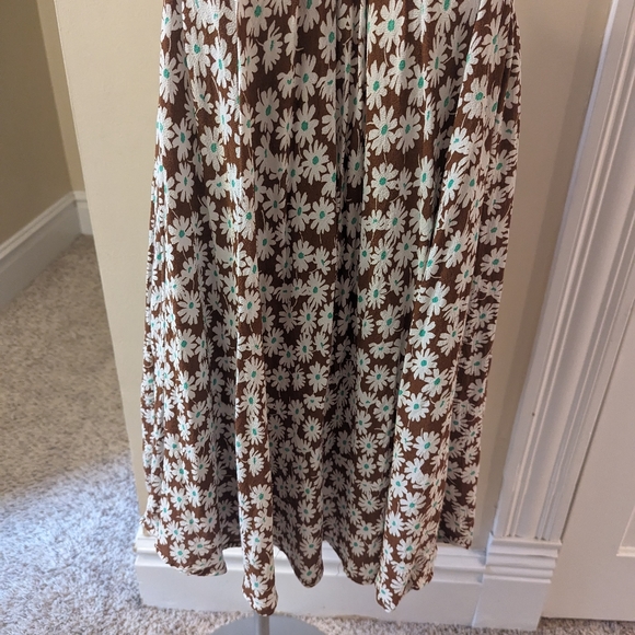 Free People electric daisy brown, white and green swing dress size 8 - Picture 5 of 9